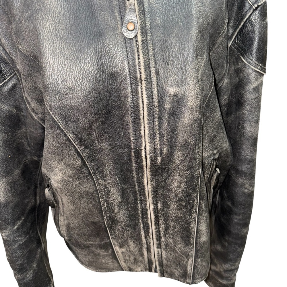 River Road Vintage Men's Size 44 Leather Motorcycle Jacket Heavy Wear Biker - Picture 2 of 10